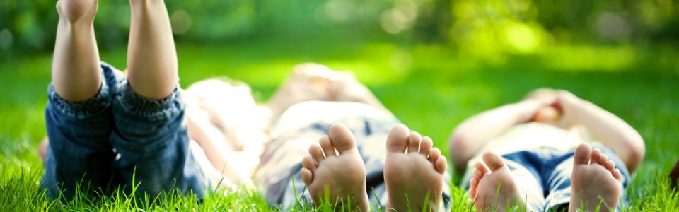 Children playing in grass